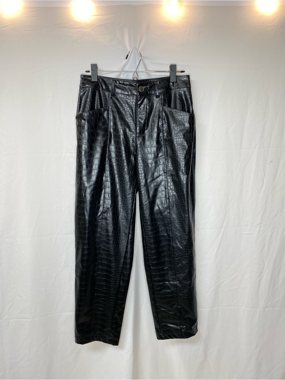 Black Faux Croc Leather Woman’s Pants size 6